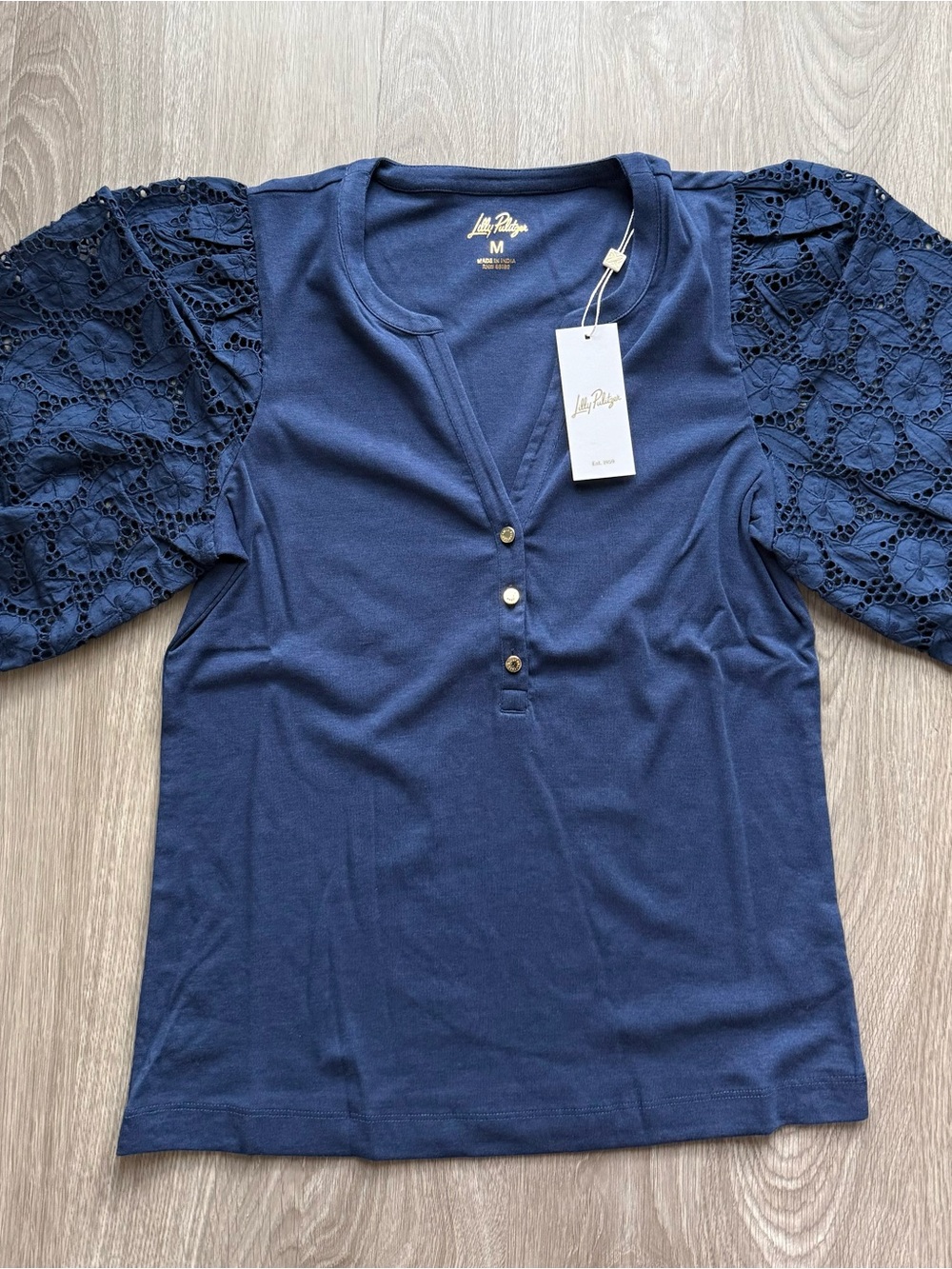 Lilly Pulitzer Ronson Eyelet Knit Top Low Tide